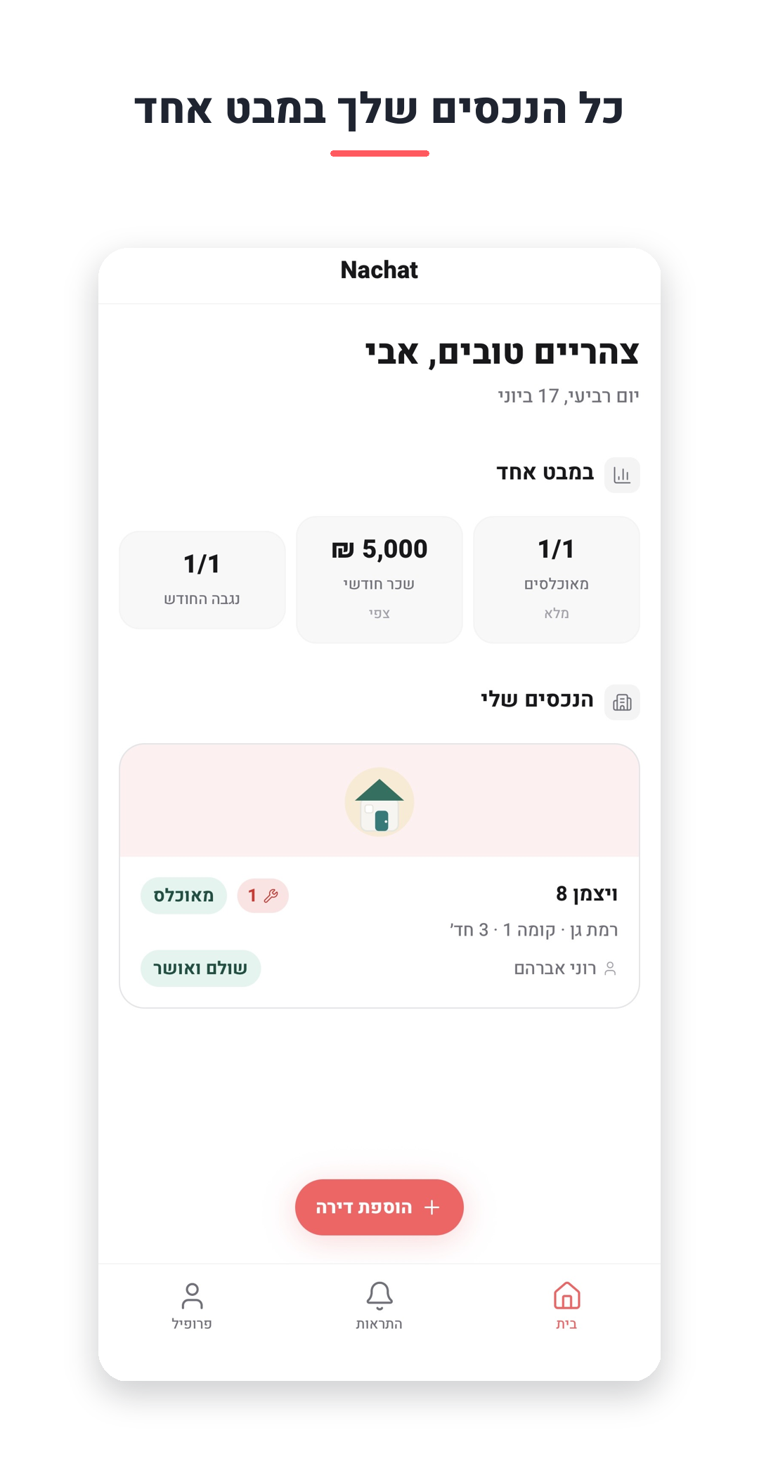 בעל הדירה — כל הנכסים במבט אחד
