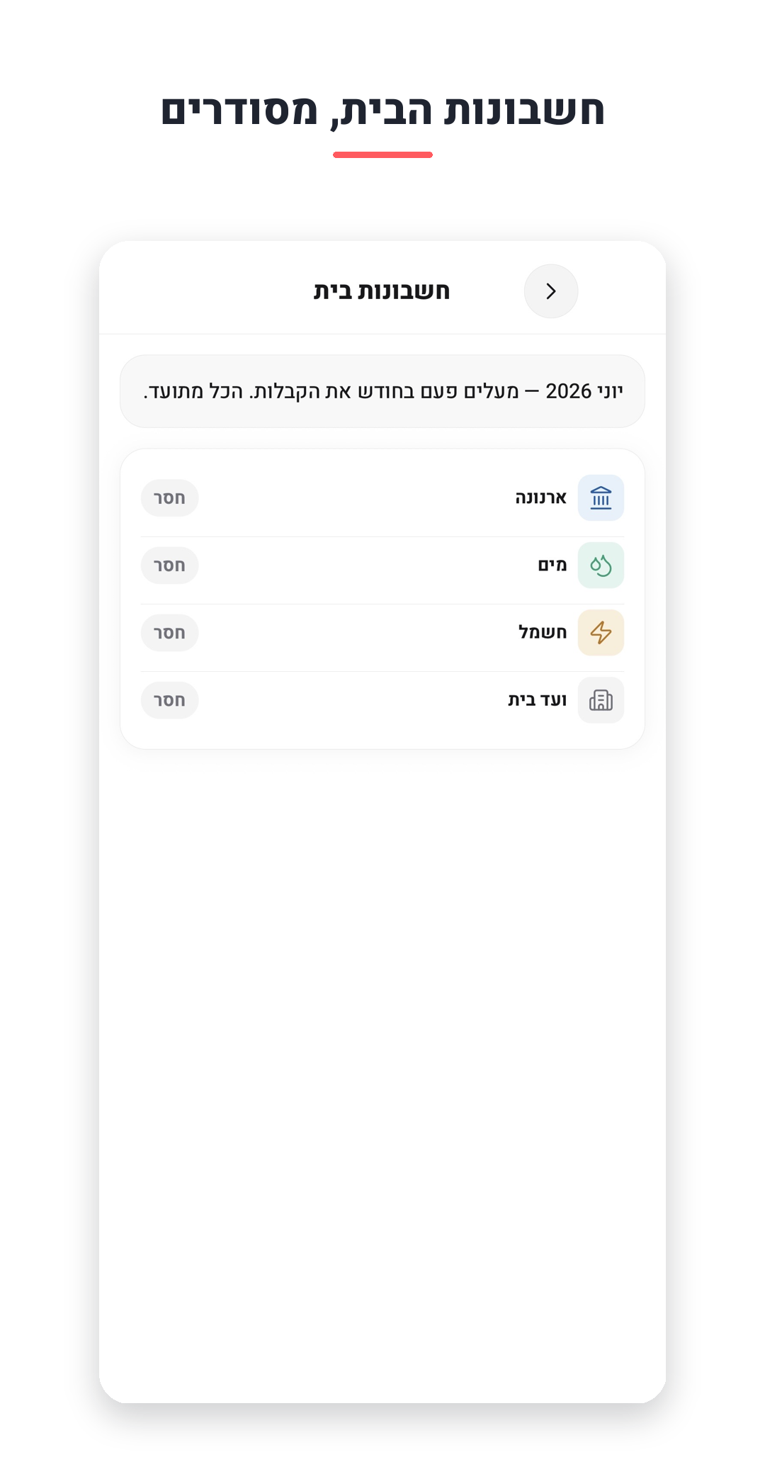 חשבונות הבית, מסודרים