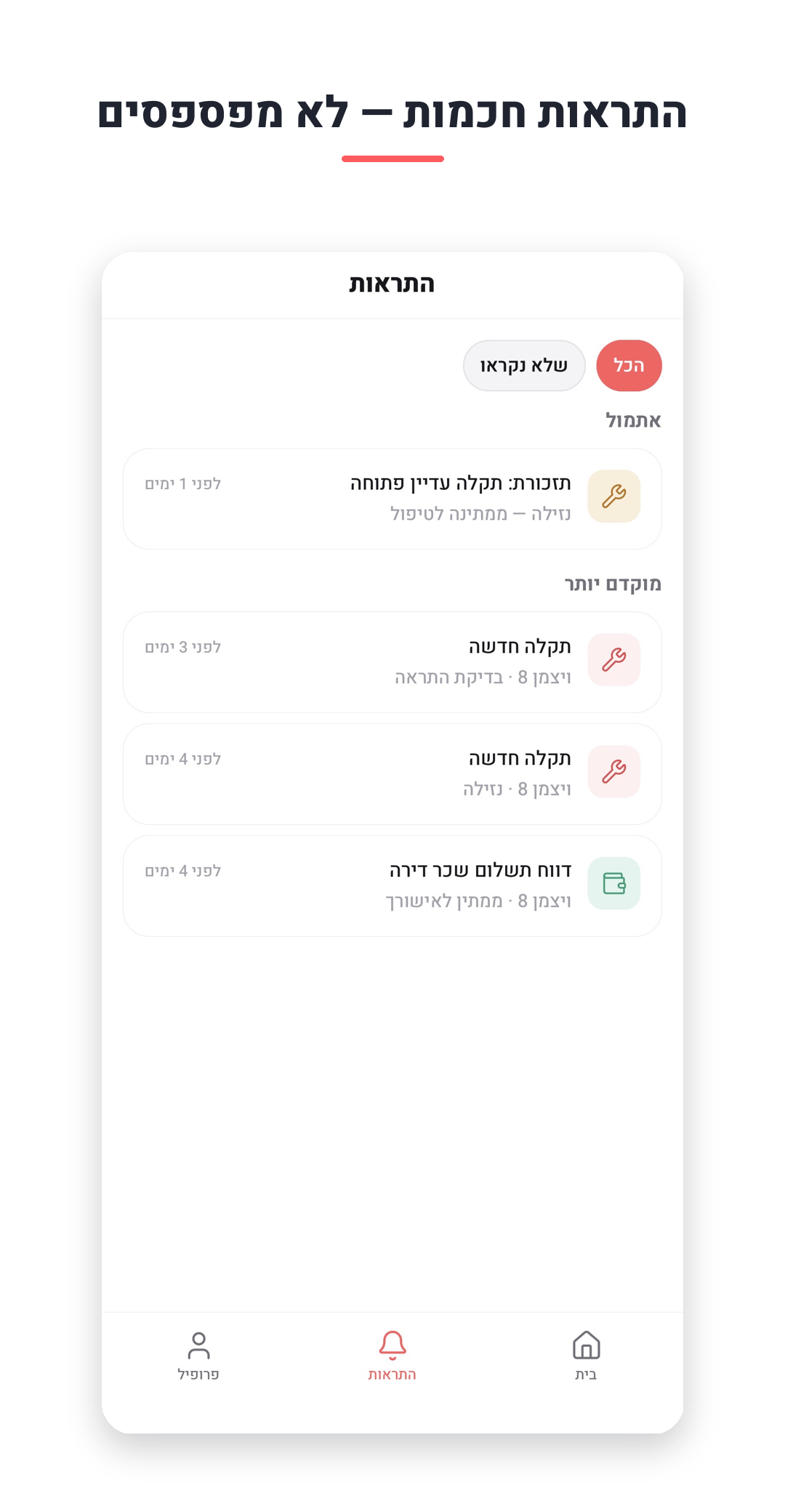 התראות חכמות — לא מפספסים